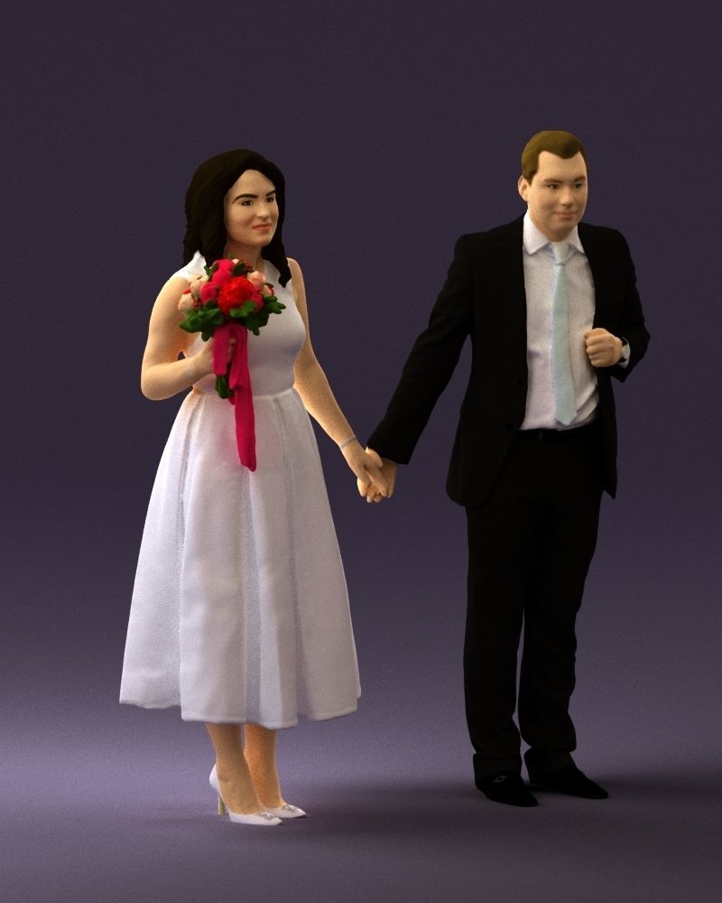 Man and woman in black white dresses 0764 3D model_6