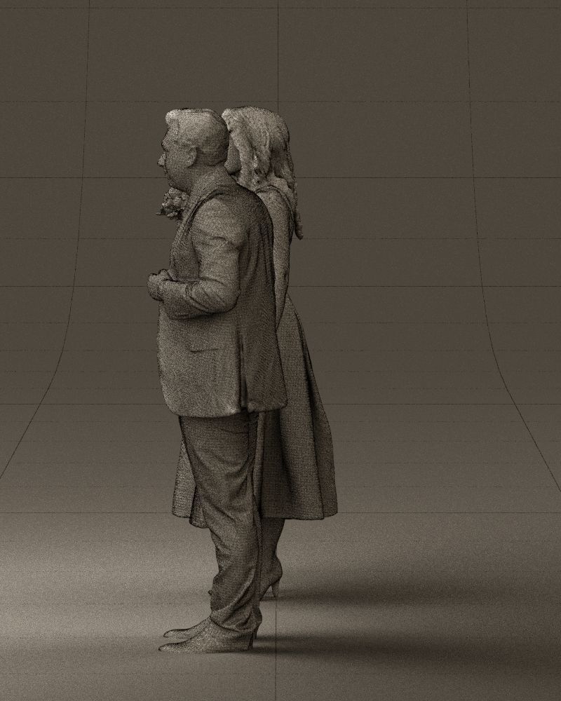 Man and woman in black white dresses 0764 3D model_26