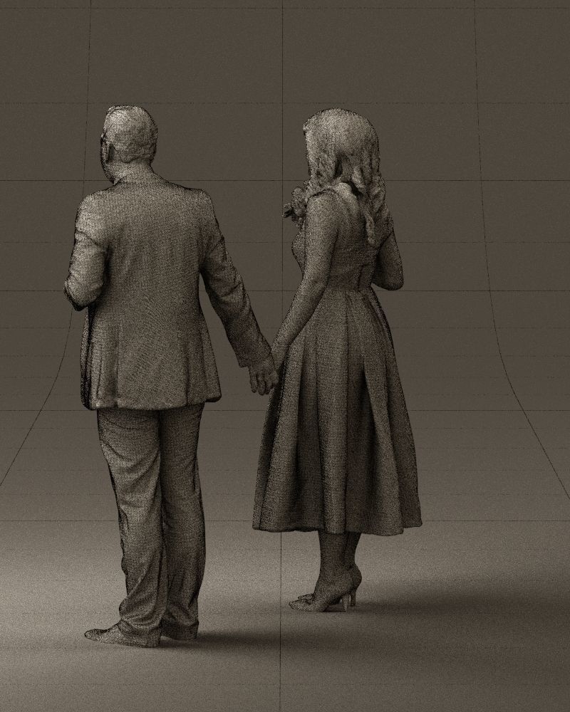 Man and woman in black white dresses 0764 3D model_23