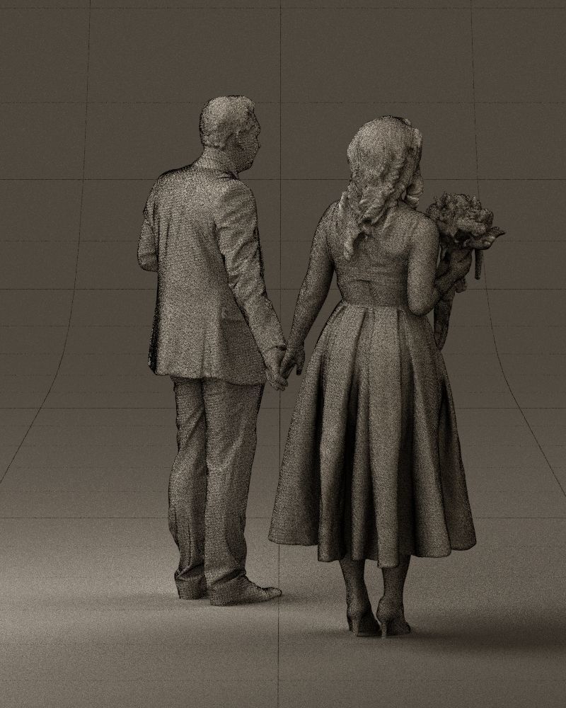 Man and woman in black white dresses 0764 3D model_17