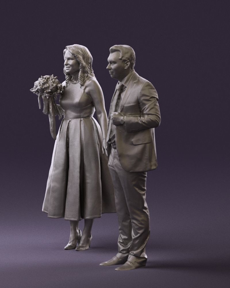 Man and woman in black white dresses 0764 3D model_28