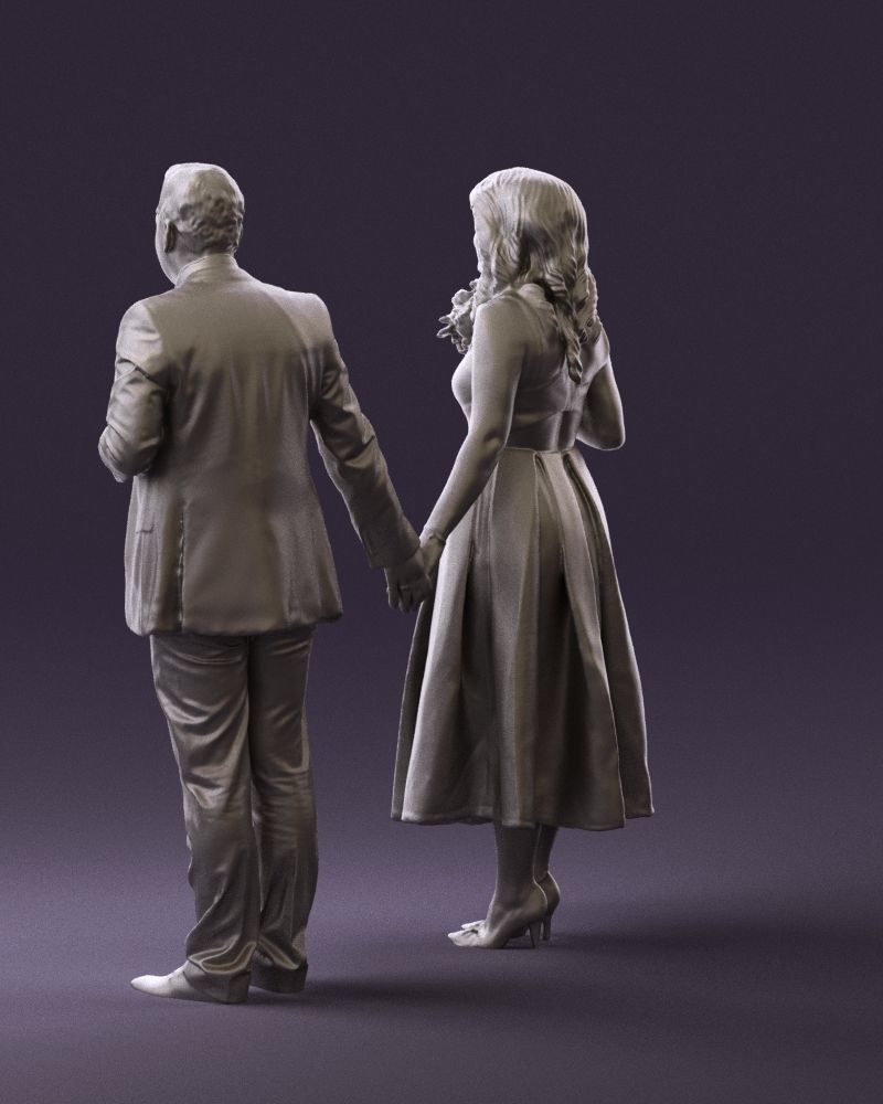 Man and woman in black white dresses 0764 3D model_22