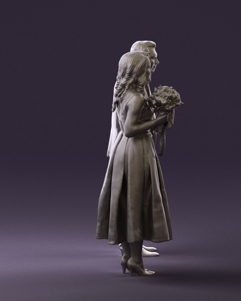 Man and woman in black white dresses 0764 3D model_13