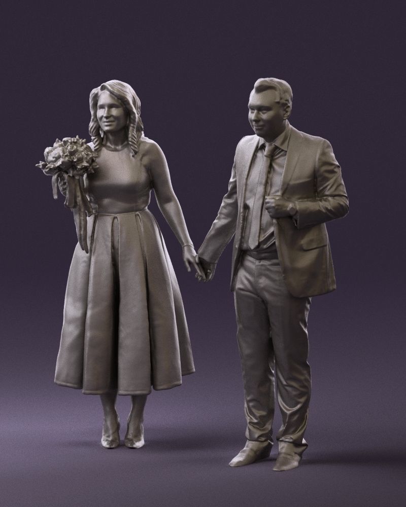 Man and woman in black white dresses 0764 3D model_31