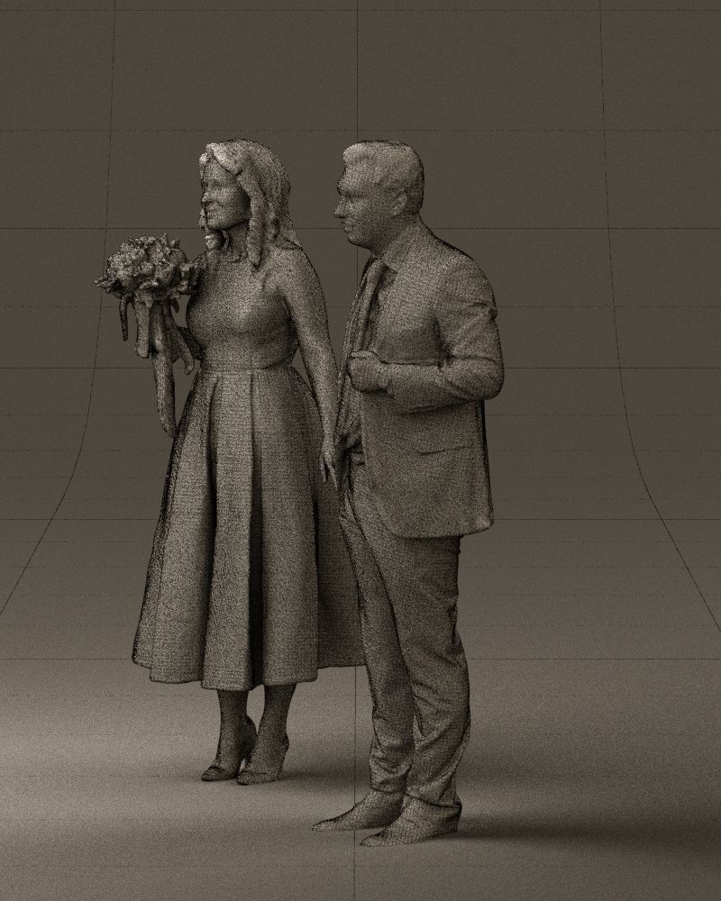 Man and woman in black white dresses 0764 3D model_29