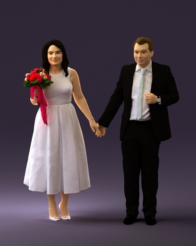 Man and woman in black white dresses 0764 3D model_33