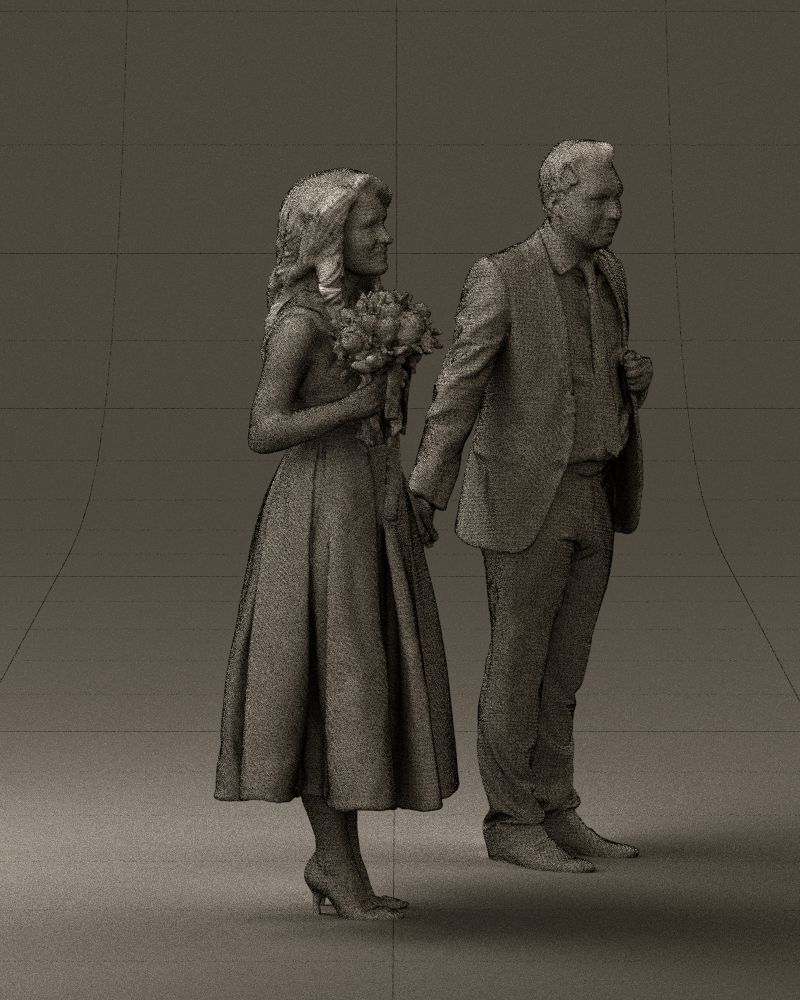 Man and woman in black white dresses 0764 3D model_11