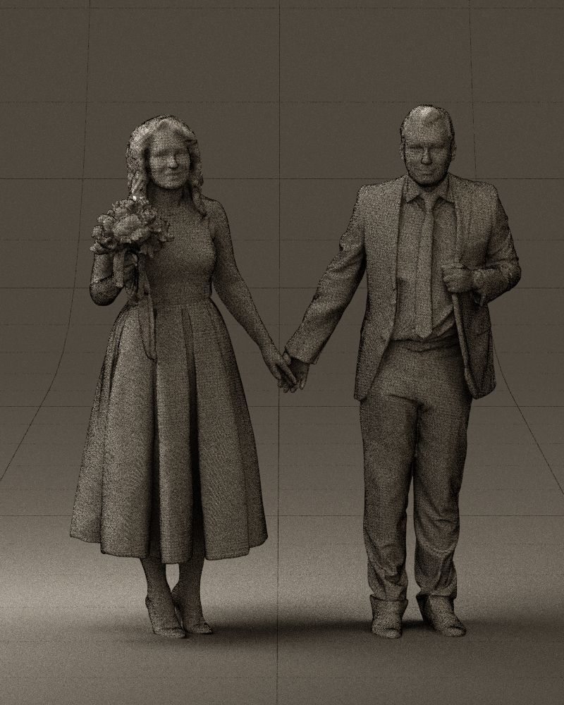 Man and woman in black white dresses 0764 3D model_5