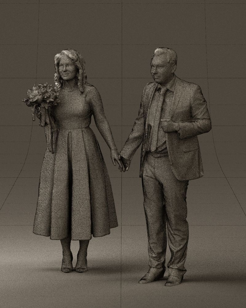 Man and woman in black white dresses 0764 3D model_32