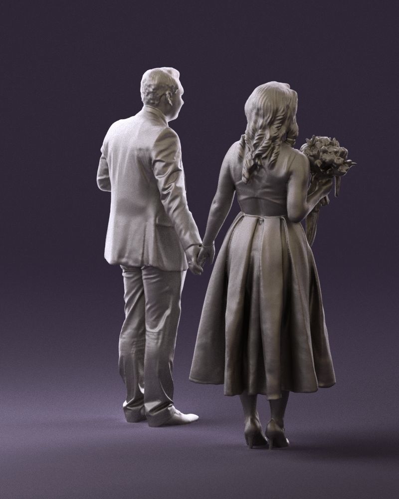 Man and woman in black white dresses 0764 3D model_16