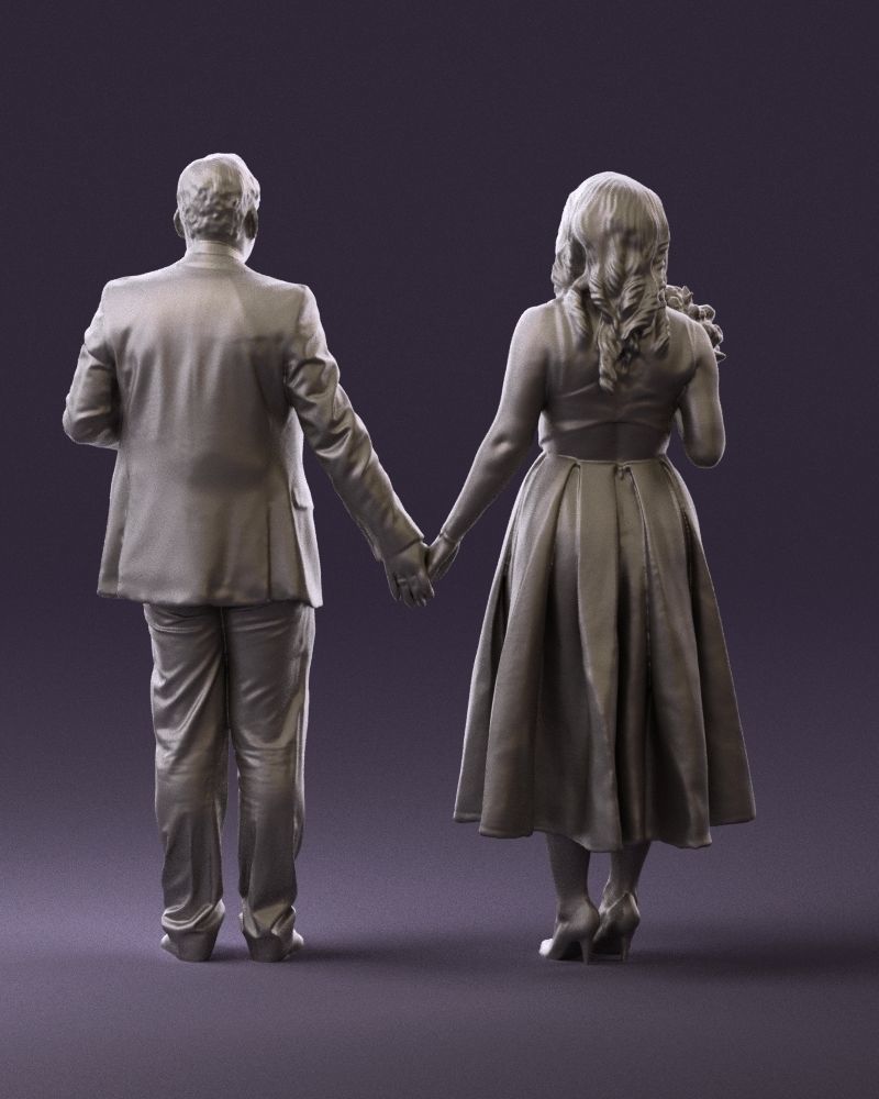 Man and woman in black white dresses 0764 3D model_19