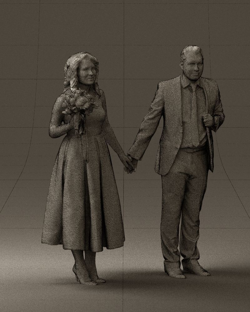 Man and woman in black white dresses 0764 3D model_8