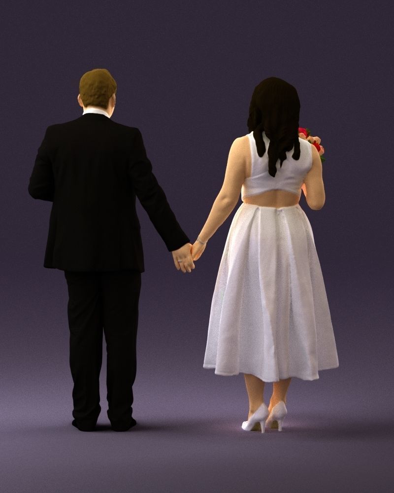 Man and woman in black white dresses 0764 3D model_18