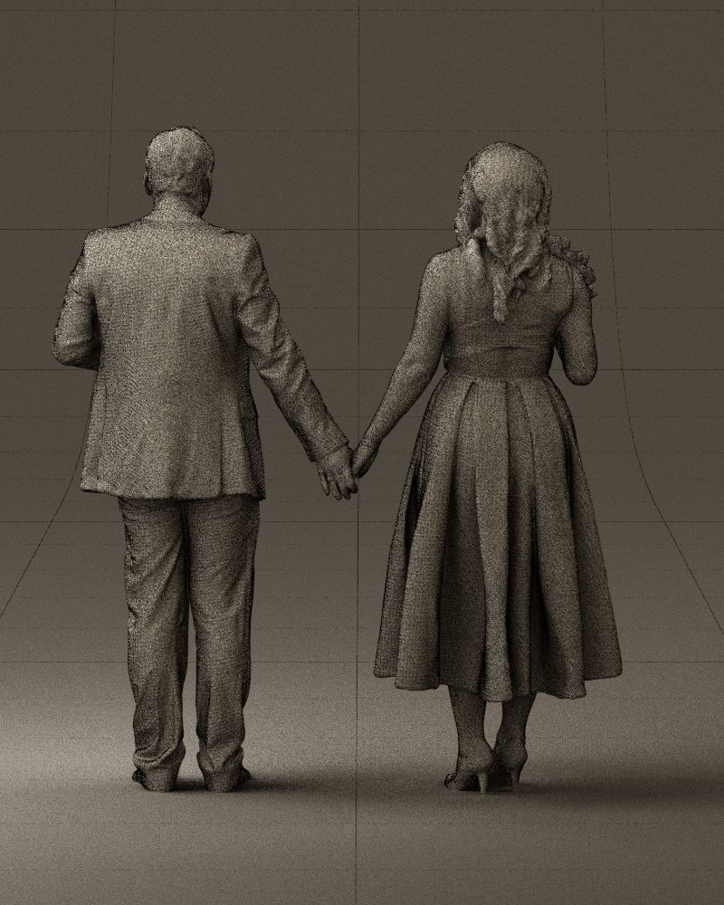 Man and woman in black white dresses 0764 3D model_20