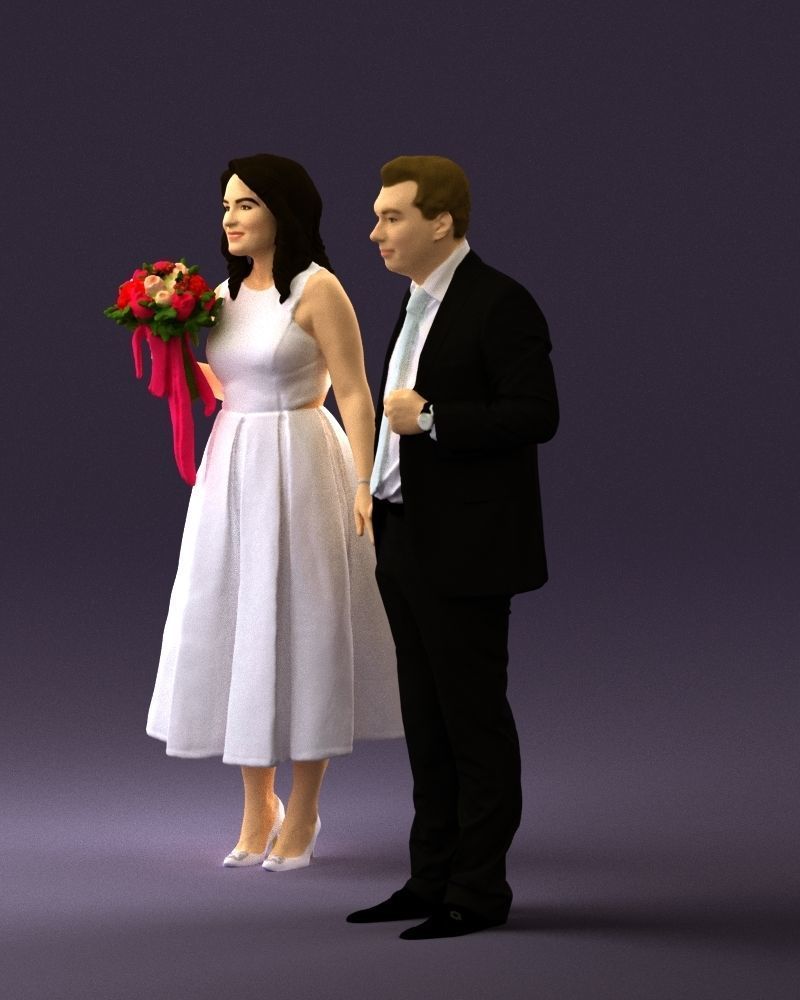 Man and woman in black white dresses 0764 3D model_27