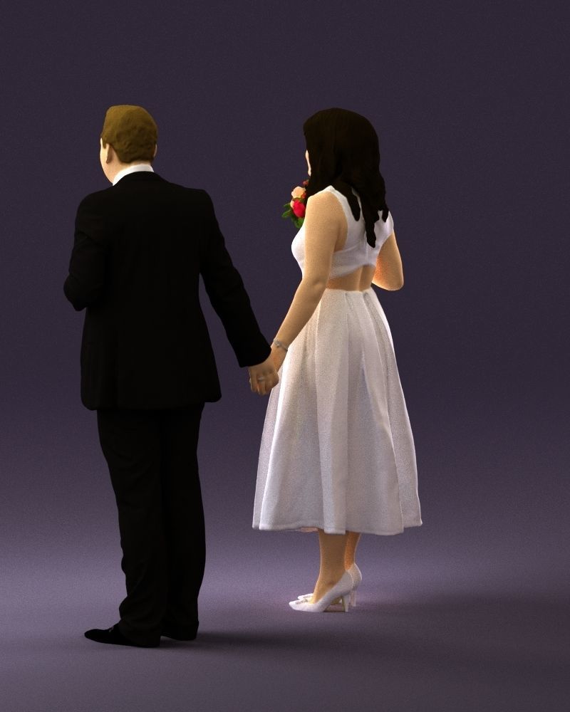 Man and woman in black white dresses 0764 3D model_21