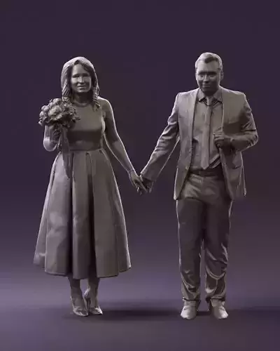 Man and woman in black white dresses 07643D Print Ready