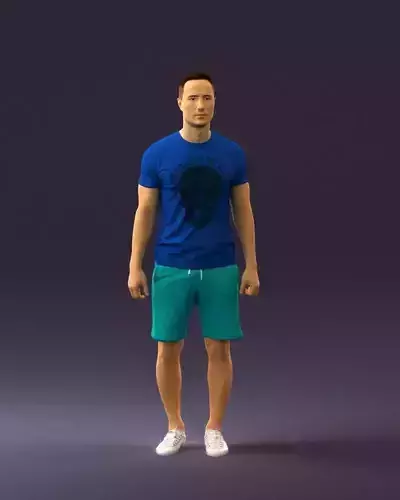 Man in blue shirt turquoise 0770