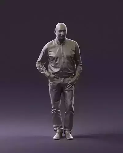 Man in bright blue white tshirt 0766 3D Print Ready