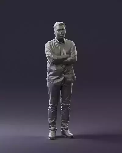 Man in bright green white dots tshirt 0761 3D Print Ready