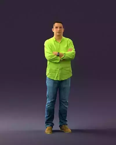 Man in green yellow tshirt 0765