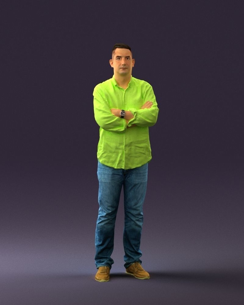 Man in green yellow tshirt 0765 3D Print Ready 3D print model_25