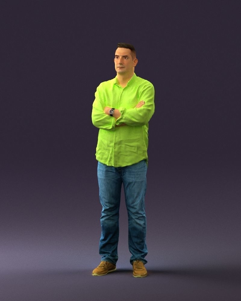 Man in green yellow tshirt 0765 3D Print Ready 3D print model_21