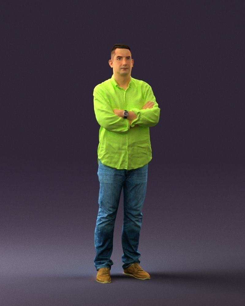 Man in green yellow tshirt 0765 3D Print Ready 3D print model_3