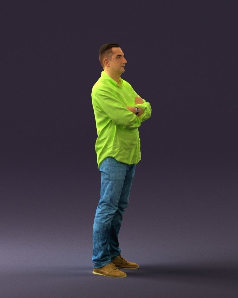 Man in green yellow tshirt 0765 3D Print Ready 3D print model_7