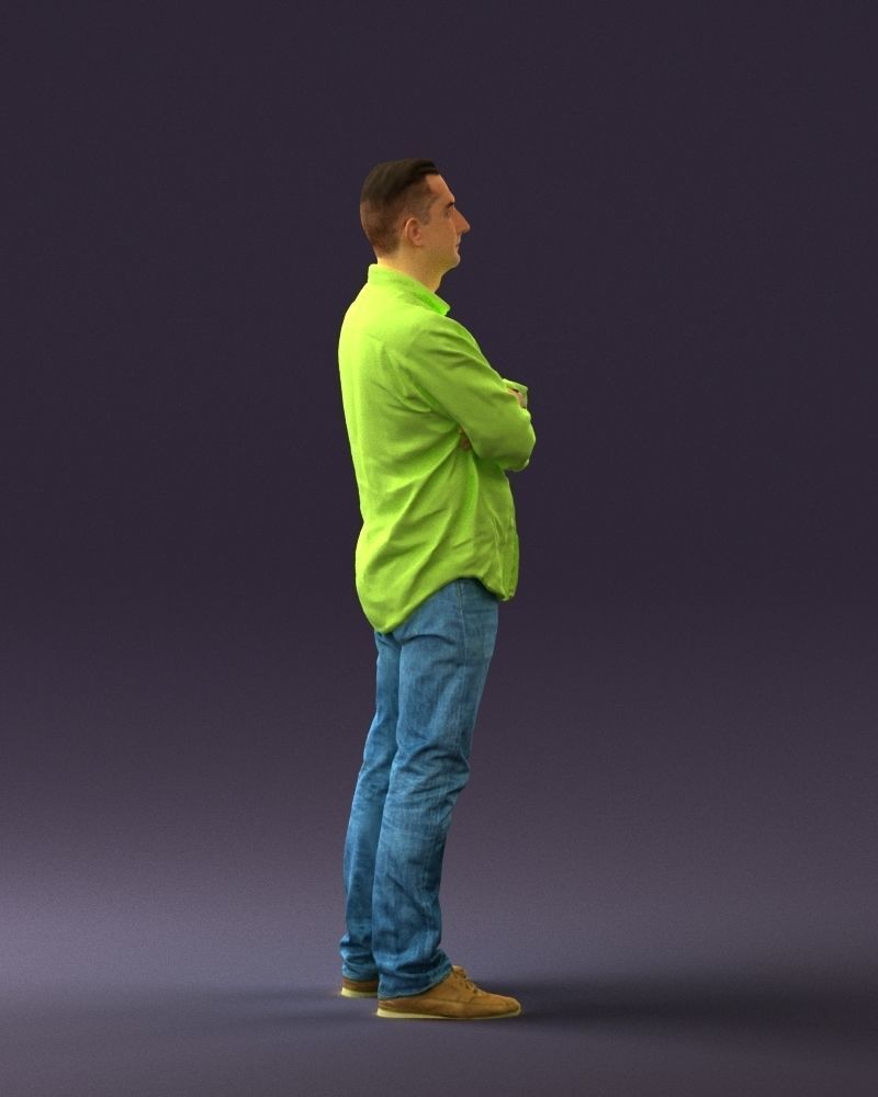 Man in green yellow tshirt 0765 3D Print Ready 3D print model_9