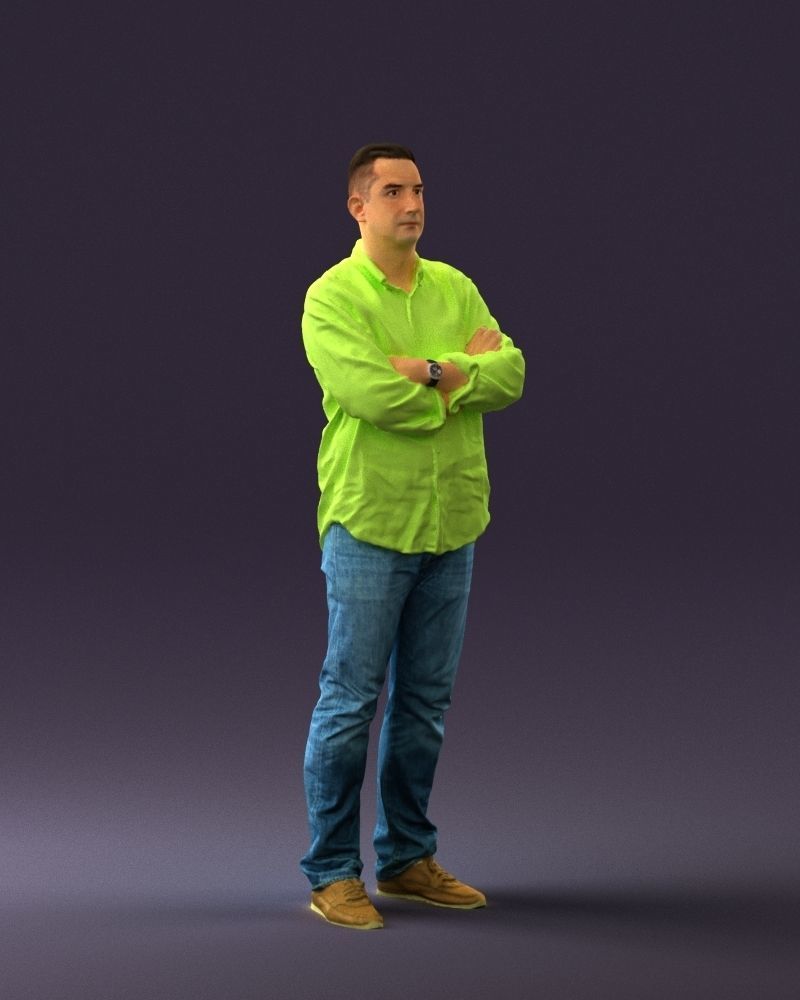 Man in green yellow tshirt 0765 3D Print Ready 3D print model_5