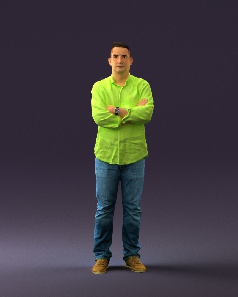 Man in green yellow tshirt 0765 3D Print Ready 3D print model_23