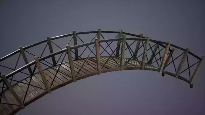 Forest Bridge Low Poly Game Ready 