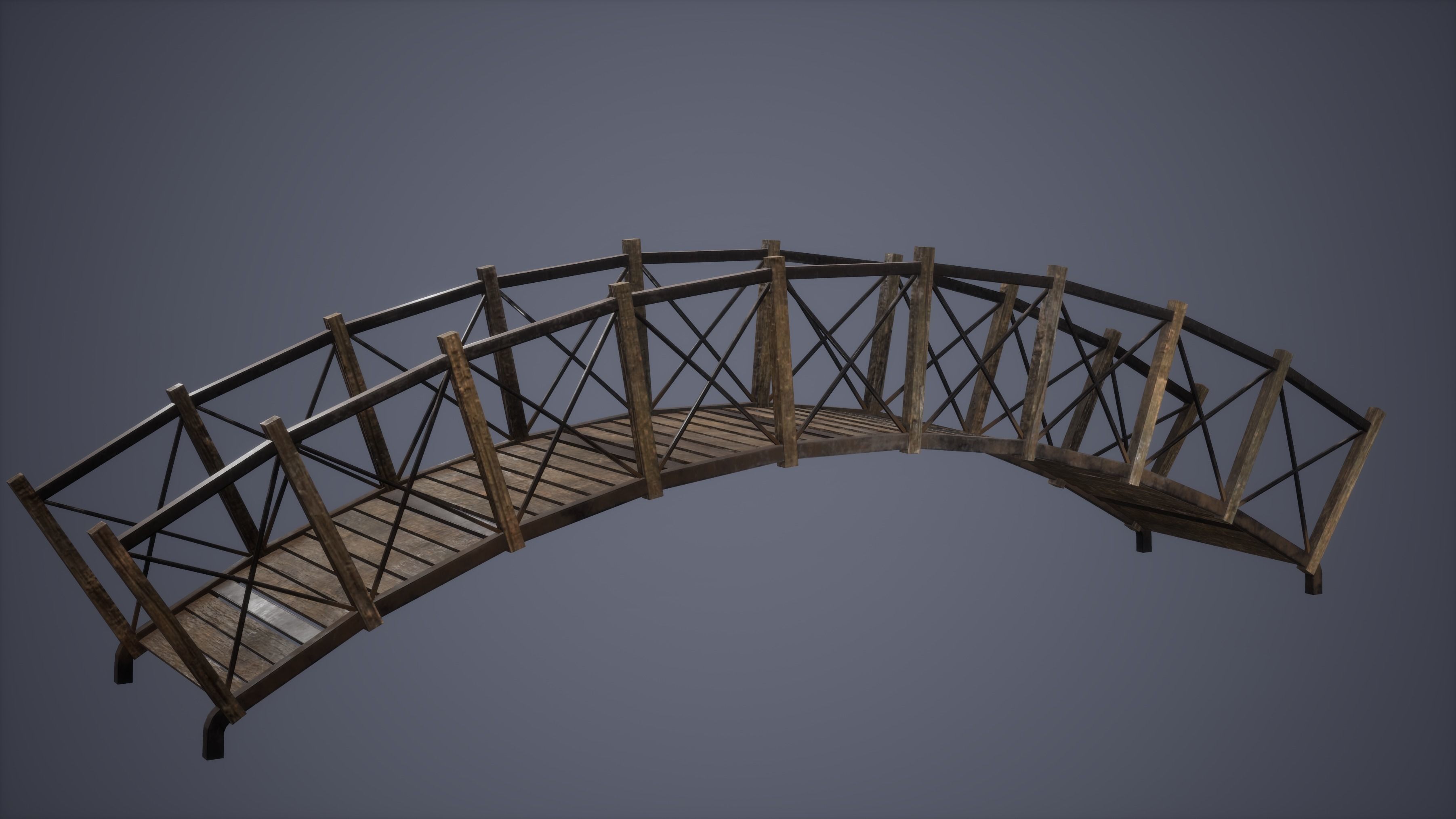 Forest Bridge Low Poly Game Ready Low-poly 3D model_2