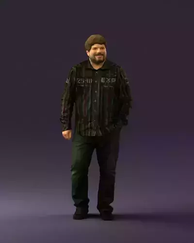 Man in plaid green tshirt 0760