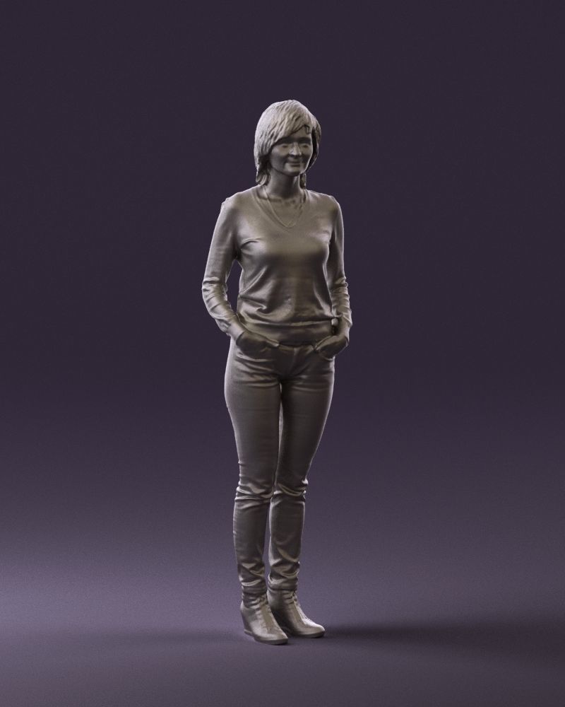 Woman in lava red blouse 0763 3D model_4