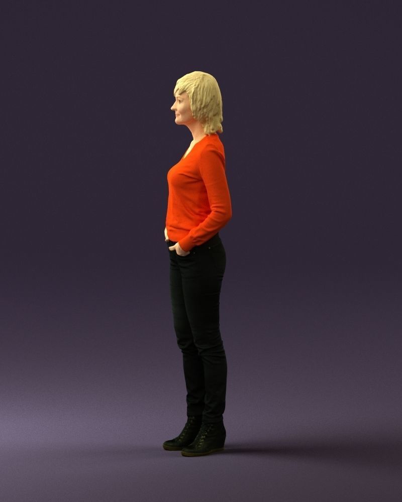 Woman in lava red blouse 0763 3D model_24