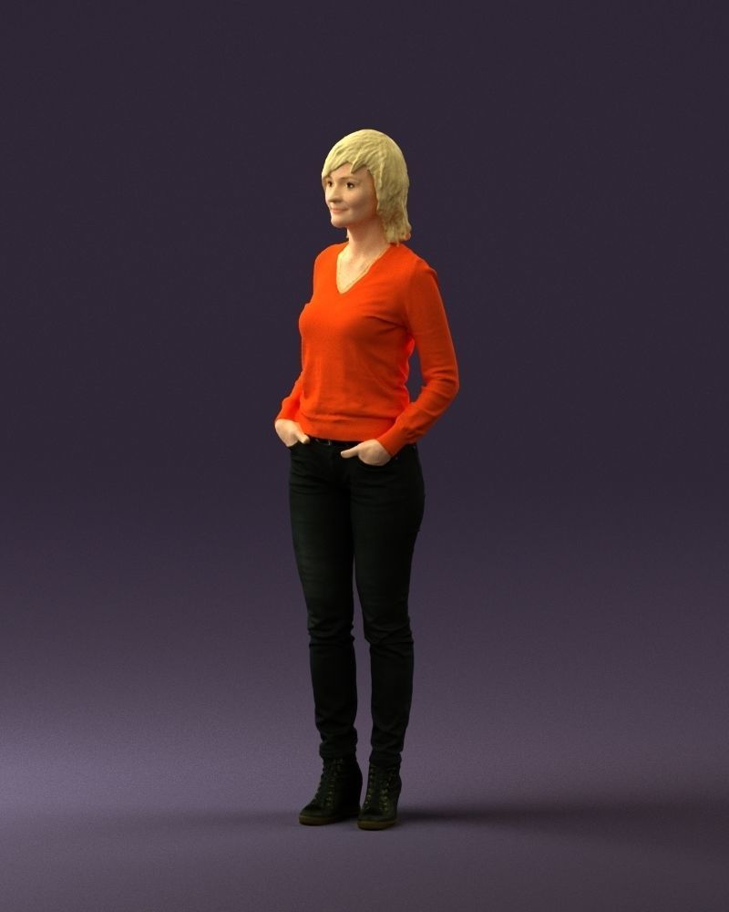 Woman in lava red blouse 0763 3D model_27