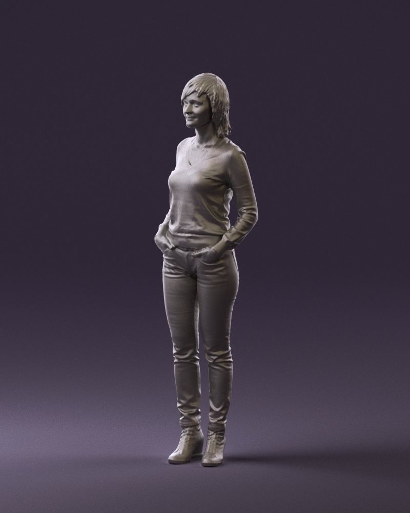 Woman in lava red blouse 0763 3D model_28