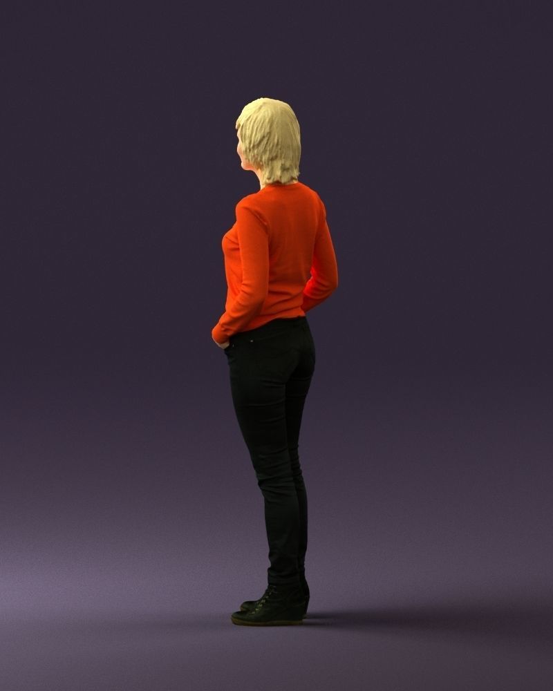 Woman in lava red blouse 0763 3D model_21