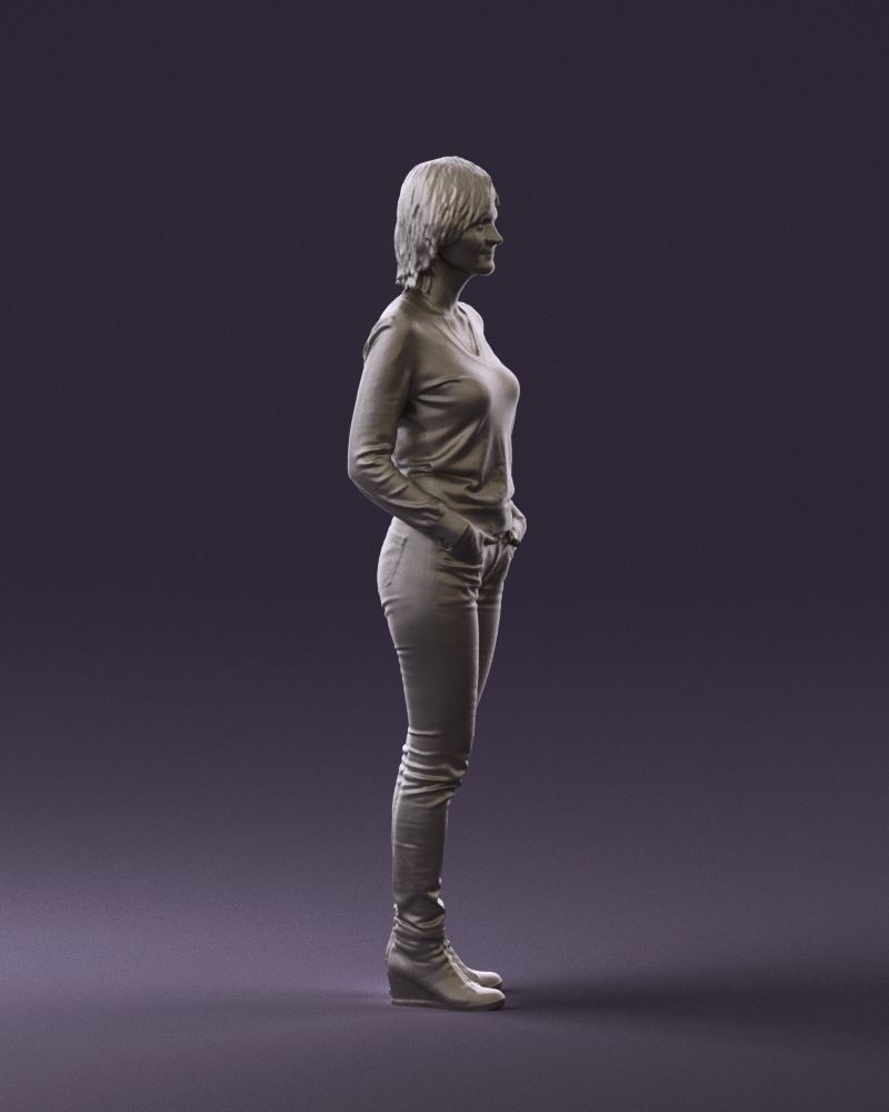 Woman in lava red blouse 0763 3D model_10