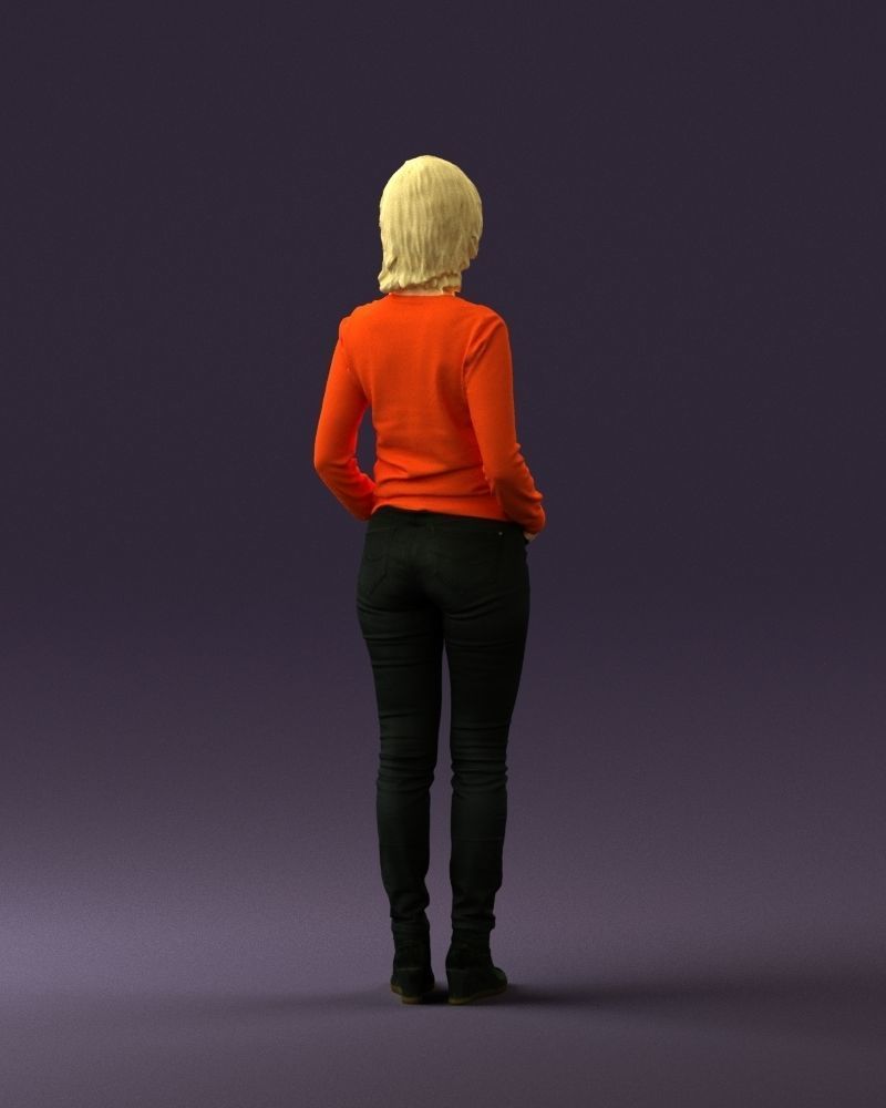 Woman in lava red blouse 0763 3D model_15