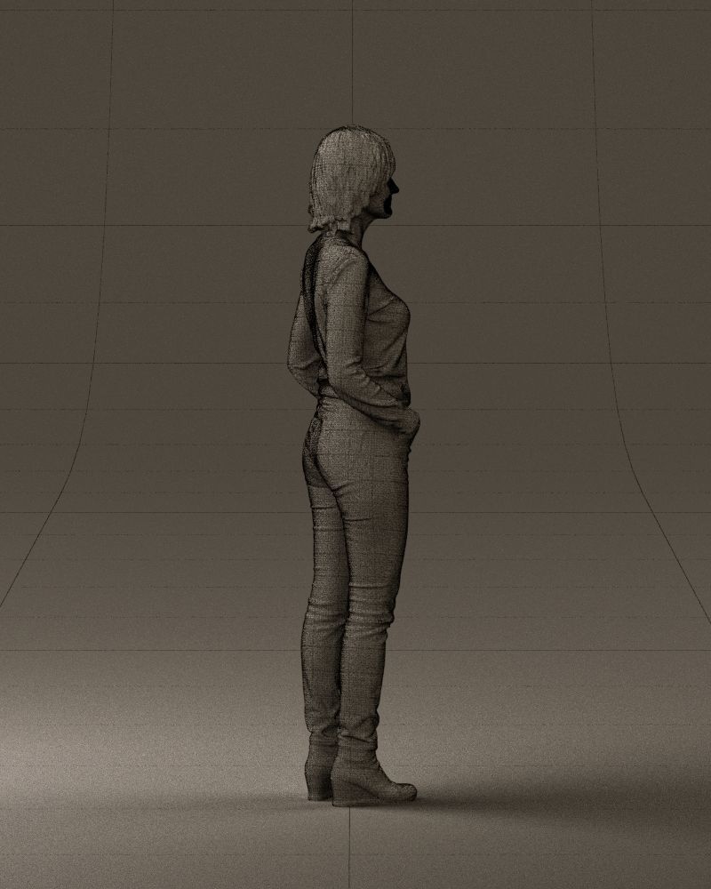 Woman in lava red blouse 0763 3D model_14