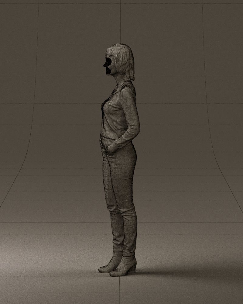 Woman in lava red blouse 0763 3D model_26