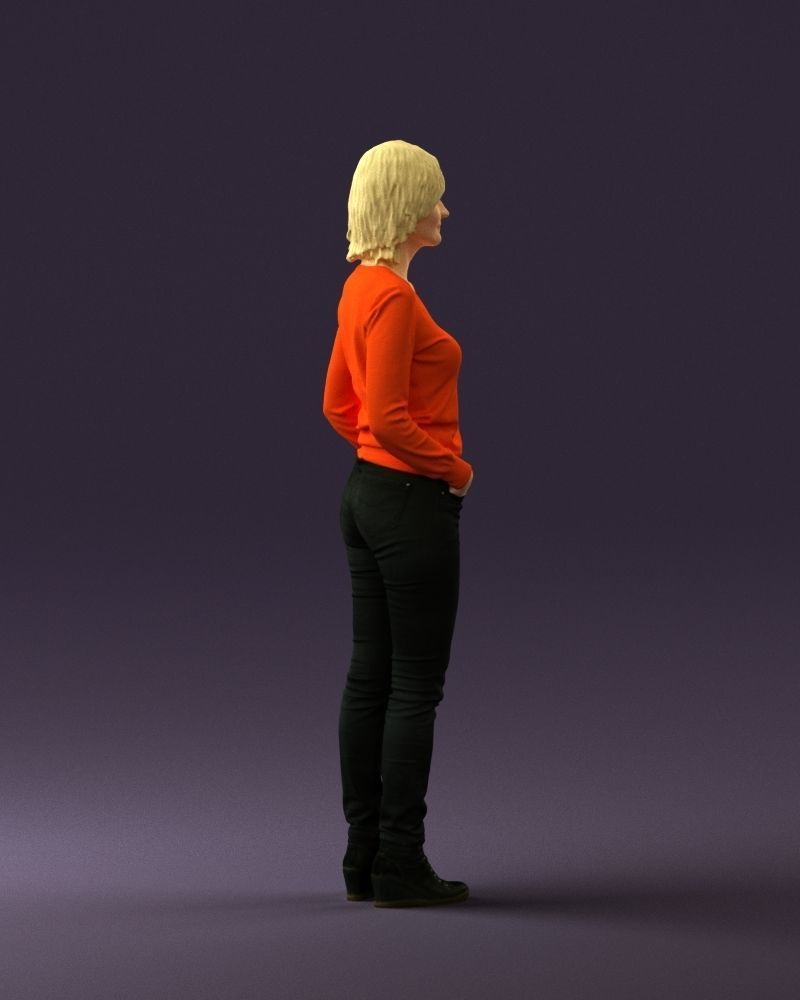 Woman in lava red blouse 0763 3D model_12