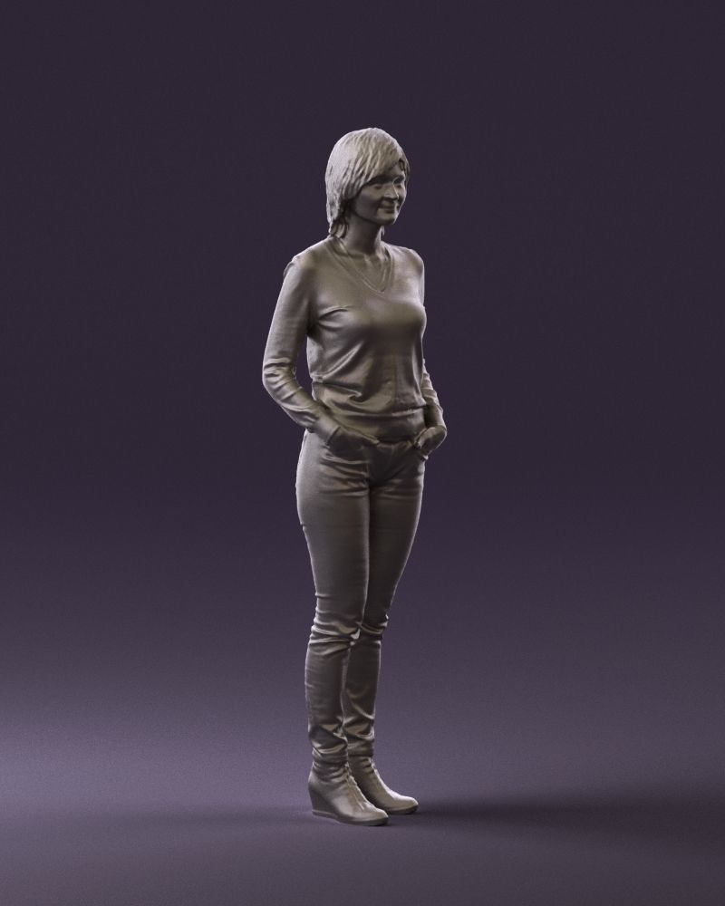 Woman in lava red blouse 0763 3D model_7