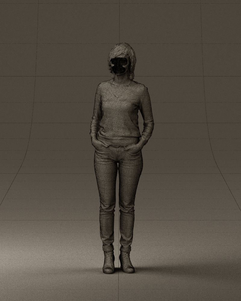 Woman in lava red blouse 0763 3D model_32