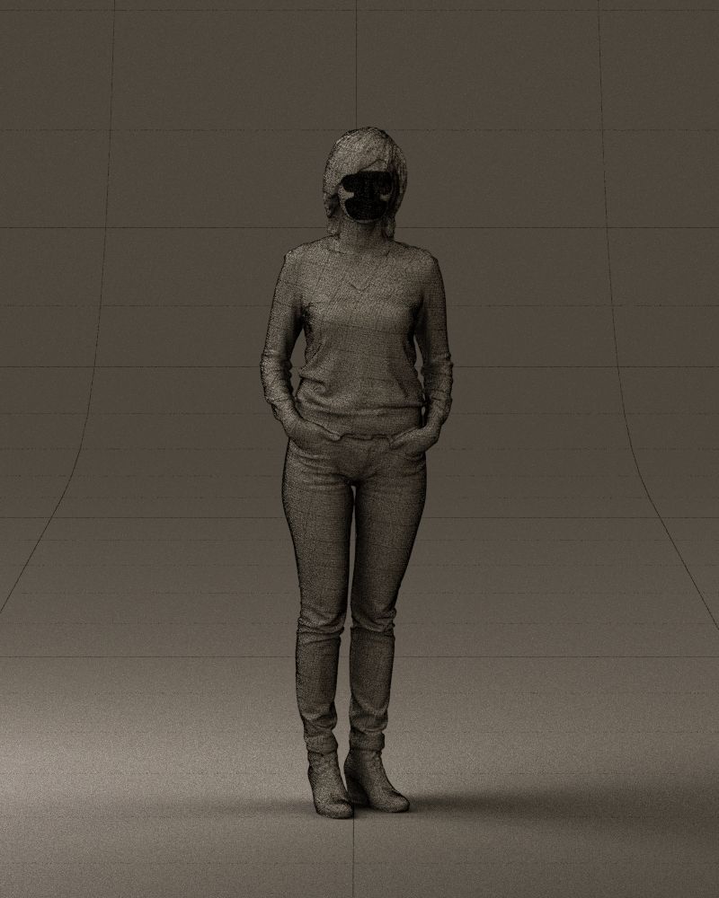 Woman in lava red blouse 0763 3D model_35