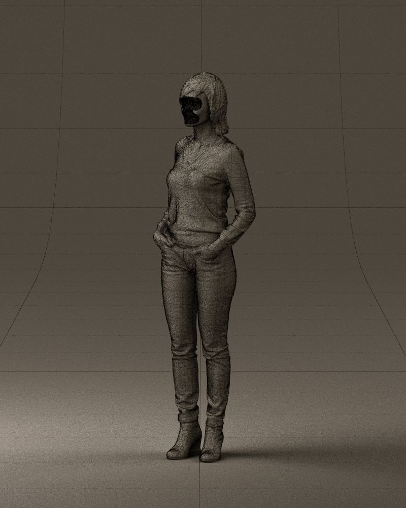 Woman in lava red blouse 0763 3D model_29