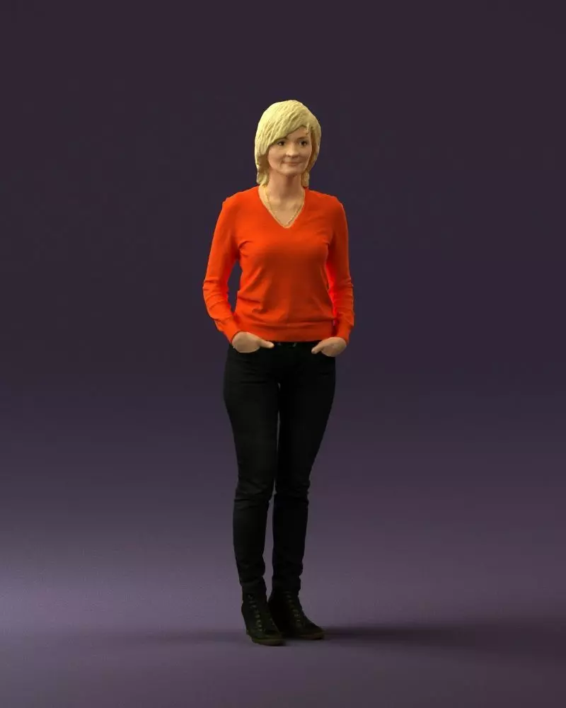 Woman in lava red blouse 0763 3D model_0